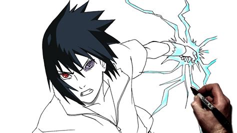 How To Draw Sasuke (Chidori) | Step By Step | Naruto - YouTube