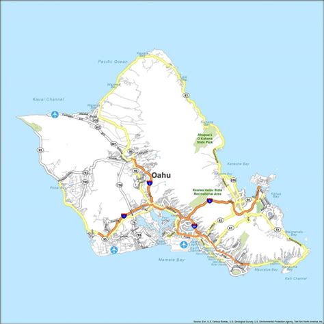 Map of Oahu Island, Hawaii - GIS Geography