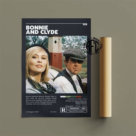 Bonnie and Clyde Retro Vintage Poster Minimalist Movie - Etsy