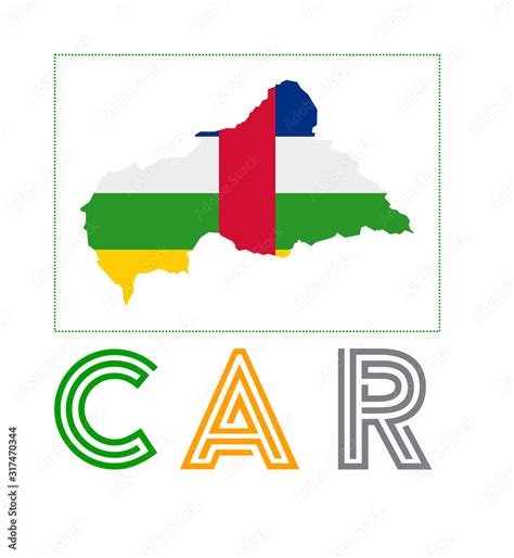 CAR Logo. Map of CAR with country name and flag. Attractive vector ...