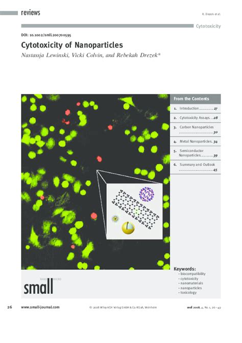 (PDF) Cytotoxicity of Nanoparticles | Vicki Colvin - Academia.edu