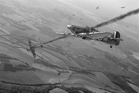 F L I G H T A R T W O R K S | Battle of Britain dogfight B&W art prints ...