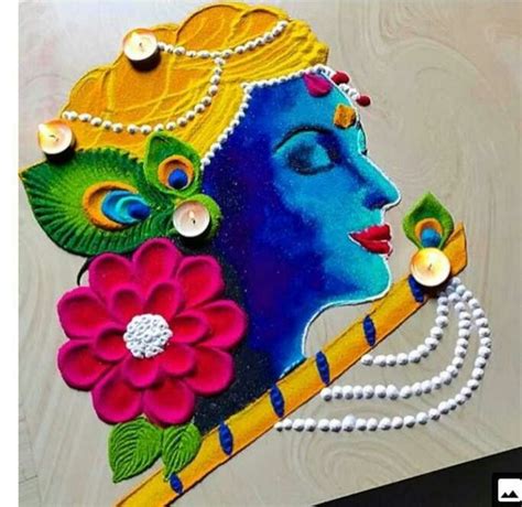 Extremely beautiful rangoli design with shree krishna – Artofit