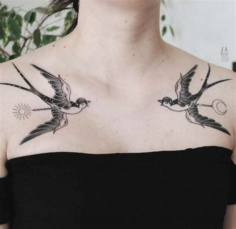 Girl Bird Tattoos On Shoulder