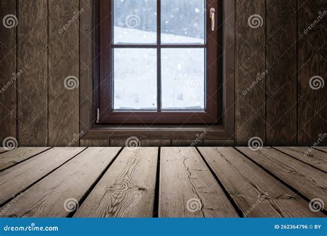 Window with View in Snowy Landscape Stock Photo - Image of snowing ...