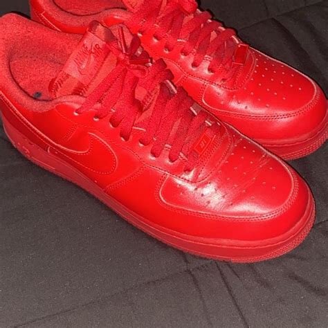 All red Air Force 1 low 9/10 Worn once - Depop