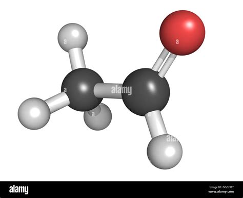 Acetaldehyde (ethanal) molecule, chemical structure. Acetaldehyde is ...