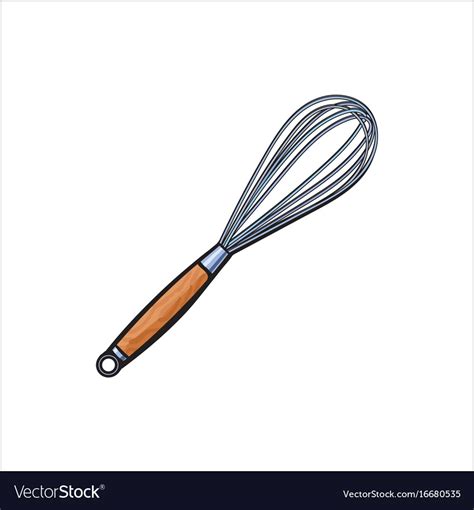 Sketch stainless egg wire whisk isolated Vector Image