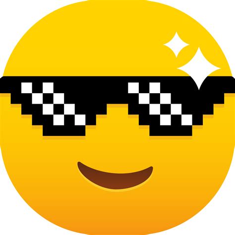 cool face with Pixel glasses emoji 20522258 PNG