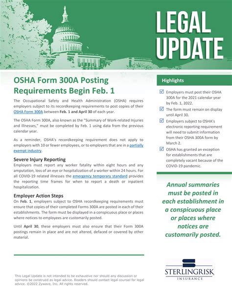 OSHA Form 300A Posting Requirements Begin Feb. 1 | PDF