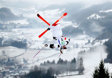 Audrey Robichaud of Canada in action during Ladies Moguls training at ...