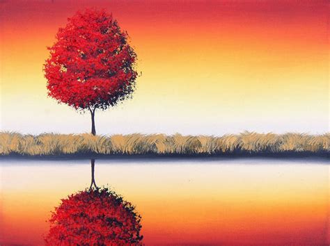 Bing Art by Rachel Bingaman: Modern Art Landscape Painting, Red Tree ...