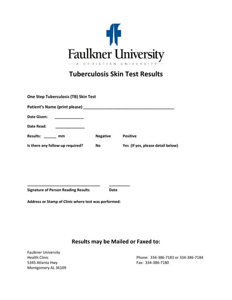 Alabama Tuberculosis Skin Test Results - Faulkner University Download ...