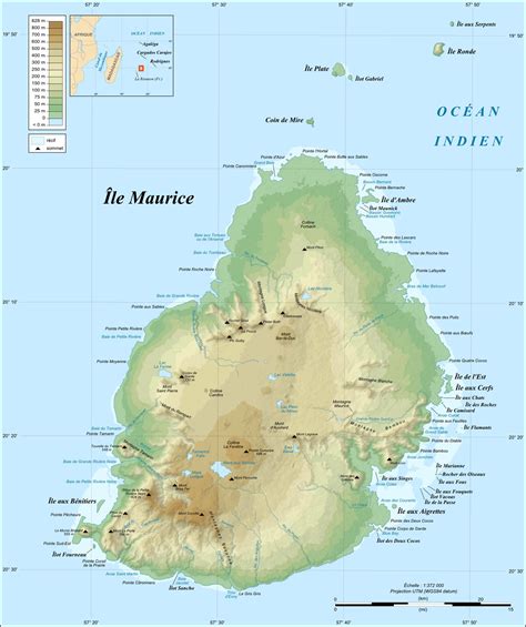 Topographic Map of Mauritius - Mauritius Attractions