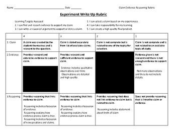 Claim Evidence Reasoning Rubric by Wid's World of Science | TpT