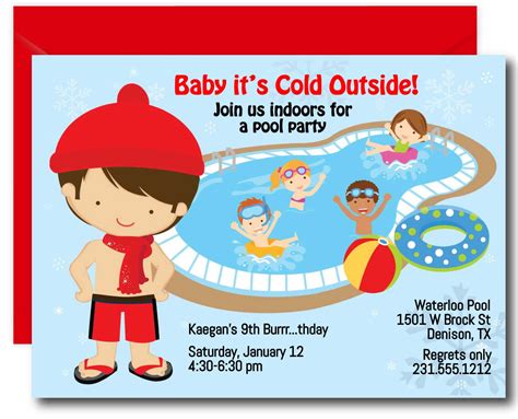 Boys Indoor Pool Party Birthday Invitation - Announce It!