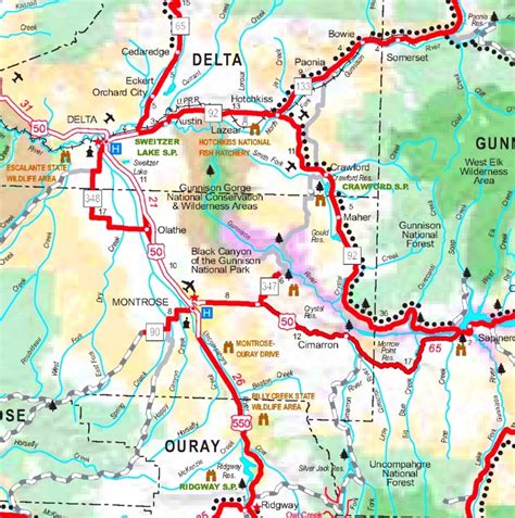 Black Canyon of the Gunnison area road map