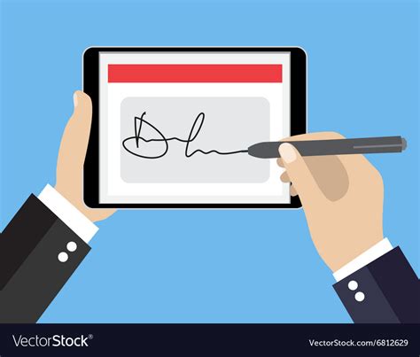 Digital signature on tablet Royalty Free Vector Image