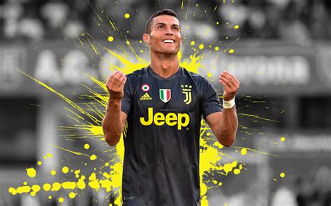 Download wallpapers Cristiano Ronaldo, 4k, grunge, CR7 Juve, black ...