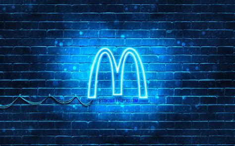 Download wallpapers McDonalds blue logo, 4k, blue brickwall, McDonalds ...