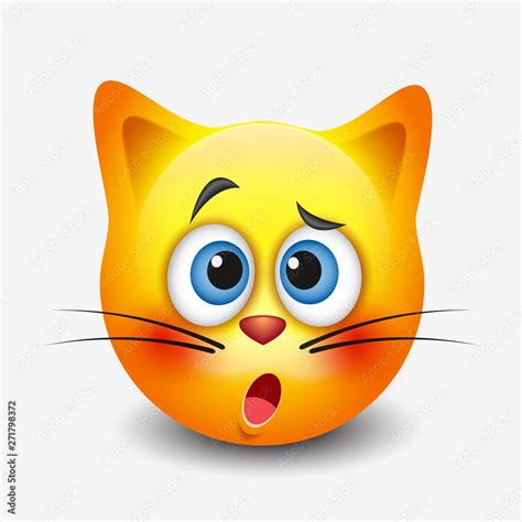 Cute cat confused emoticon - emoji Stock Vector | Adobe Stock