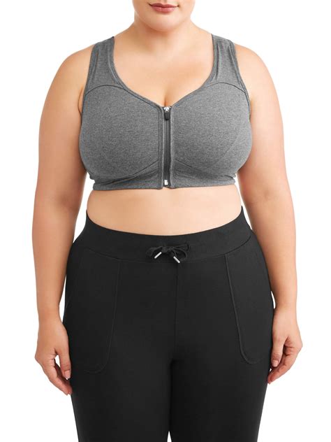 Athletic Works Women's Plus Size Zip Front Sports Bra - Walmart.com