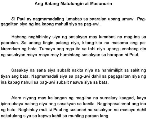 Kwentong Pambata Maikli Lamang Para Sa Grade 1