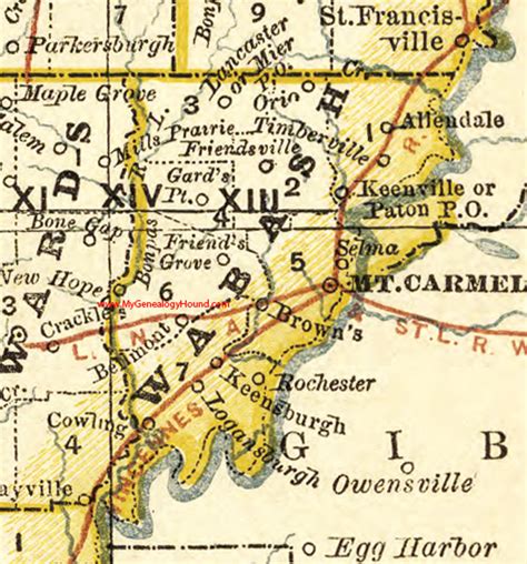 Wabash County, Illinois 1881 Map, Mt. Carmel