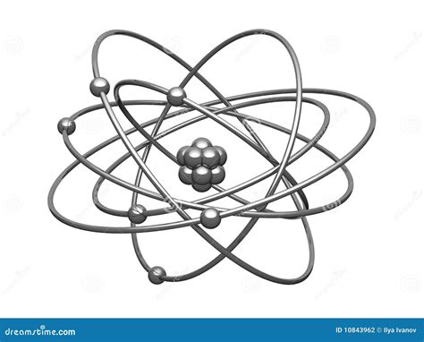 Silver Model of the Atom with Central Kernel Stock Illustration ...