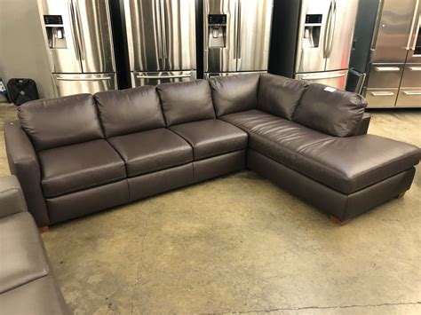 NATUZZI ADDITIONS BROWN LEATHER SECTIONAL