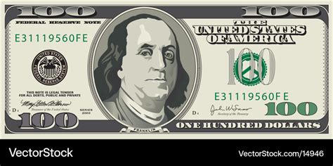 100 dollar bill Royalty Free Vector Image - VectorStock