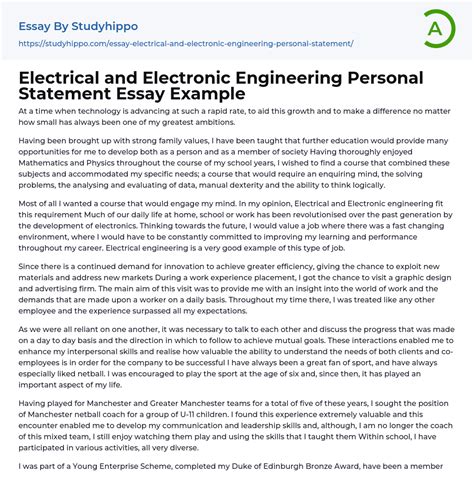 Electrical and Electronic Engineering Personal Statement Essay Example ...