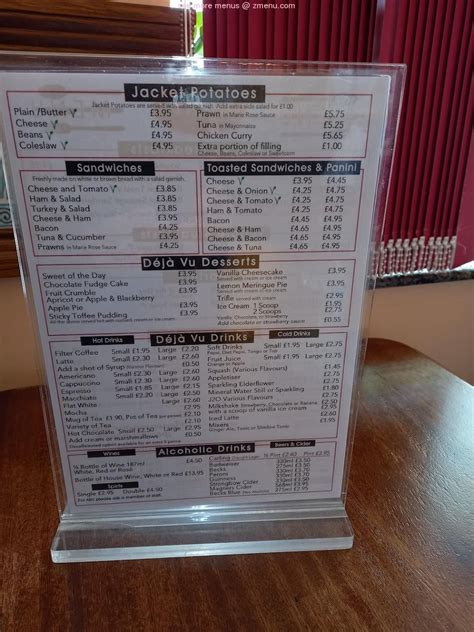 Menu at Deja Vu restaurant, Eastbourne