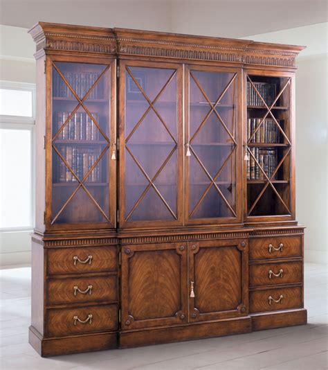 Late Georgian Style mahogany breakfront bookcase | Breakfront bookcase ...