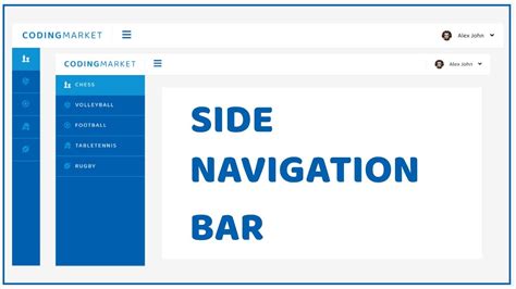 Side Navigation Bar using HTML CSS and Javascript - Vertical Navigation ...