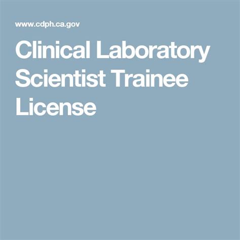 Clinical Laboratory Scientist Trainee License | Scientist, Public ...