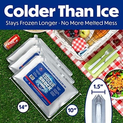 Cooler Shock Reusable Ice Packs for Cooler - Set of 3 Long Lasting Cold ...