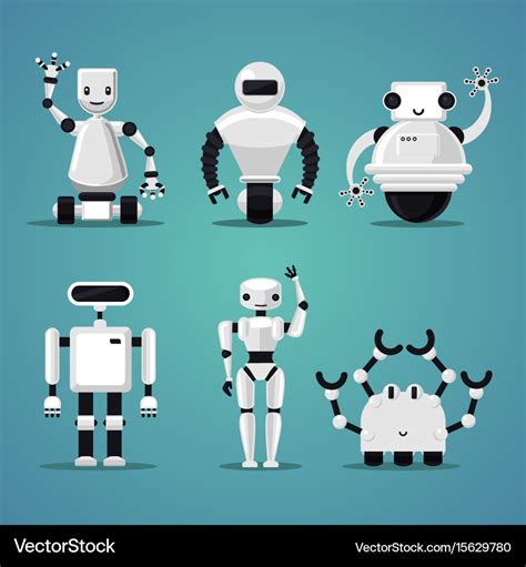 Friendly robots collection futuristic design Vector Image