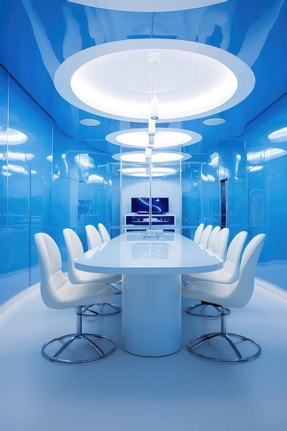 Premium AI Image | medical science conference room white blue study