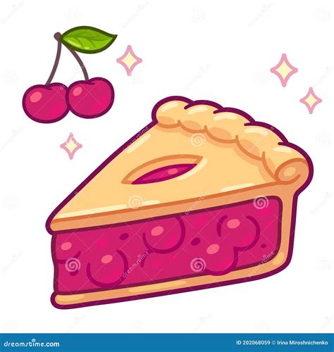 Cartoon cherry pie stock vector. Illustration of drawing - 202068059