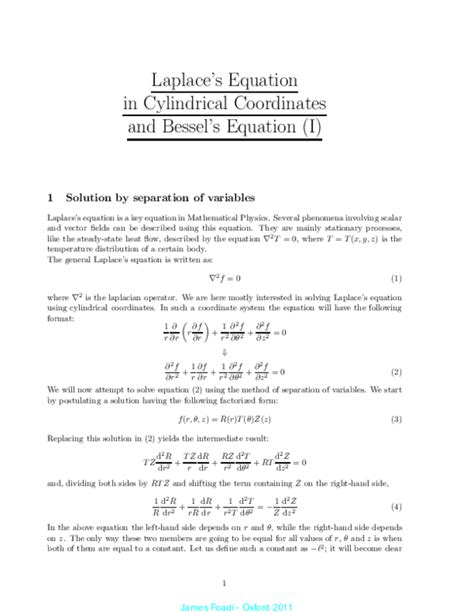 (PDF) Laplace's Equation in Cylindrical Coordinates and Bessel's ...