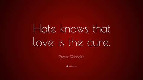 Stevie Wonder Quote: “Hate knows that love is the cure.”