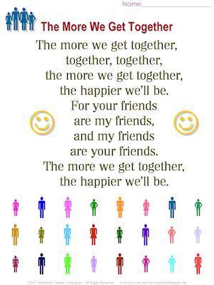 the more we get together poem is shown with colorful people and text ...