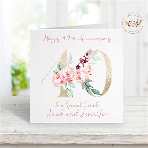 Personalised 40th Anniversary Card 40th Wedding Anniversary Card on ...