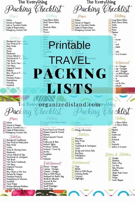 Travel Packing List Printables - Organized Island