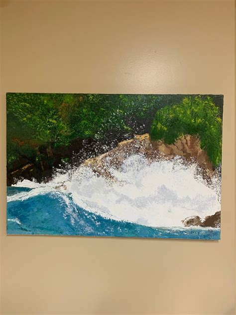 The Crashing Waves Wall Art Oil Painting on Canvas Palette Knife Home ...