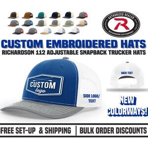 Richardson 112 Hats Custom Logo Embroidered Hats Design - Etsy