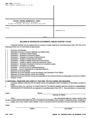 CA Bankruptcy CSD 1099 2006 - Complete Legal Document Online