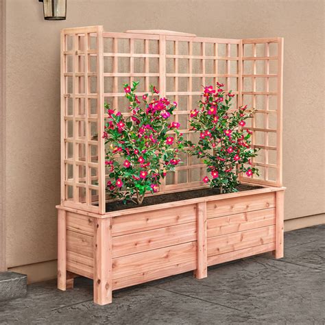 Natural Cedar Planter Box with U-Trellis | Eartheasy.com