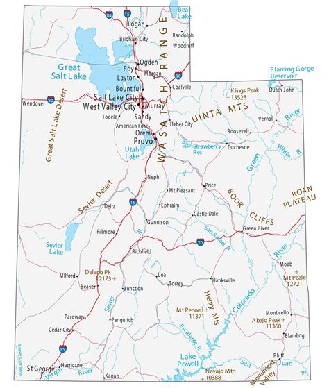 Physical Map Of Utah